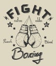 Retro monochrome label with boxing gloves