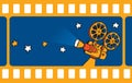 Retro motion picture camera and film frame