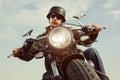 Retro Motorbiker Royalty Free Stock Photo