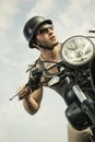 Retro Motorbiker Royalty Free Stock Photo