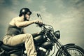 Retro Motorbiker Royalty Free Stock Photo