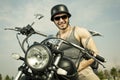 Retro Motorbiker Royalty Free Stock Photo