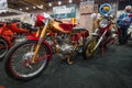 Retro motorcycles Ducati 175 (foreground) and the Moto Guzzi (background). Royalty Free Stock Photo