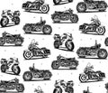 Retro motorcycles seamless pattern Royalty Free Stock Photo