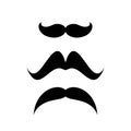 Retro moustache silhouettes set. Black simple cut out samples isolated on white