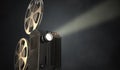 Retro movie projector on dark background. 3D rendered illustration Royalty Free Stock Photo