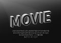 Retro Movie Styled Alphabet. Old Black Title Font on Textured Background Vector Royalty Free Stock Photo