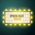 Retro movie theater marquee illuminated with old light bulbs - vintage light sign, frame or billboard