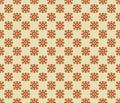 Retro Multicoloured Naive Floral Daisy vector seamless pattern isolated on white. Groovy flower background. Scandinavian