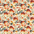 retro mushroom pattern in cream color