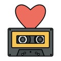 Retro music cassette with heart love Royalty Free Stock Photo