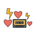 Retro music cassette with hearts love Royalty Free Stock Photo