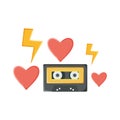 Retro music cassette with hearts love Royalty Free Stock Photo