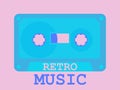 Retro music cassette icon. Audio cassette 80s style. Music cassette for tape recorder disco party. Vector illustration Royalty Free Stock Photo