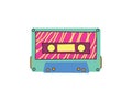 Retro music cassette. Stereo DJ tape, vintage 90s cassettes tapes and audio tape. antique radio play cassette, 1970s or