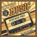 Retro Music Compact Cassette Vintage Signage Poster Vector