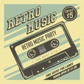 Retro Music Compact Cassette Vintage Signage Poster Vector