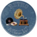 Retro_music_emblem Royalty Free Stock Photo