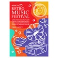 RETRO MUSIC FESTIVAL Vertical Banner Invite Concert Poster Royalty Free Stock Photo