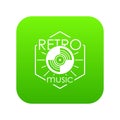 Retro music icon green vector Royalty Free Stock Photo