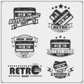 Retro music party emblems, labels, badges and design elements. Royalty Free Stock Photo