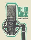 Retro music poster with a realistic microphone