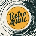 Retro music poster with vinyl record and player Royalty Free Stock Photo