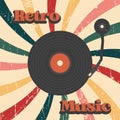 Retro music poster with vinyl record player Royalty Free Stock Photo