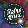 Retro music poster with vinyl record and player Royalty Free Stock Photo