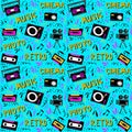 Retro music seamless pattern in doodle style Royalty Free Stock Photo