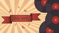 Retro musical banner with vinyl records.