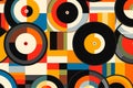 Retro musical vintage sound record seamless pattern vinyl disco design