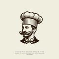Retro Mustache chef vector logo design Royalty Free Stock Photo