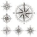 Retro nautical compass. Vintage rose of wind for sea world map. West and east or south and north arrows symbol isolated Royalty Free Stock Photo