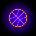 Retro neon basketball ball icon on black background Royalty Free Stock Photo