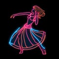 Retro neon dance sign vibrant glow on a stylish dark background Royalty Free Stock Photo