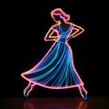 Retro neon dance sign vibrant glow on a stylish dark background Royalty Free Stock Photo