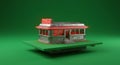 Retro American Diner with Neon Sign 3D Render Royalty Free Stock Photo