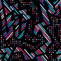 Retro neon geometric seamless pattern