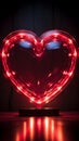 Retro neon hearts Bright, vintage sign on a striking black backdrop