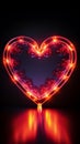 Retro neon hearts Bright, vintage sign on a striking black backdrop