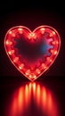 Retro neon hearts Bright, vintage sign on a striking black backdrop