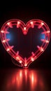 Retro neon hearts Bright, vintage sign on a striking black backdrop