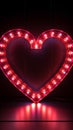 Retro neon hearts Bright, vintage sign on a striking black backdrop