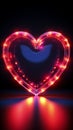 Retro neon hearts Bright, vintage sign on a striking black backdrop