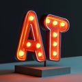 Retro neon light font. 3D illustration. Neon sign. Royalty Free Stock Photo
