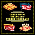 Retro Neon Motel Billboard Vector Template Royalty Free Stock Photo