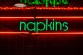 Retro Neon Napkins Restaurant Sign on Tile