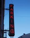 Retro neon parking sign Royalty Free Stock Photo