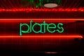 Retro Neon Plates Restaurant Sign on Tile